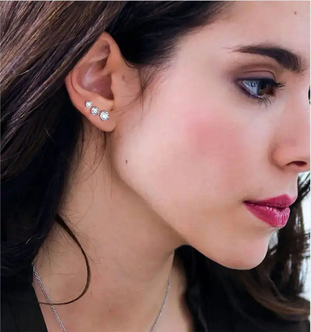 Crystal Earrings: Round Silver Studs, Fashionable Jewelry